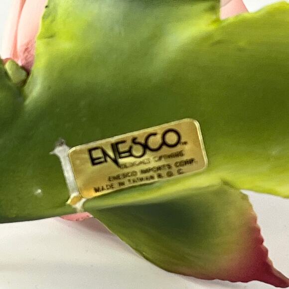 Enesco Porcelain Dusty Pink Rose Flower Figurine 2" CHIPPED Forever Gift Bisque - Picture 7 of 10